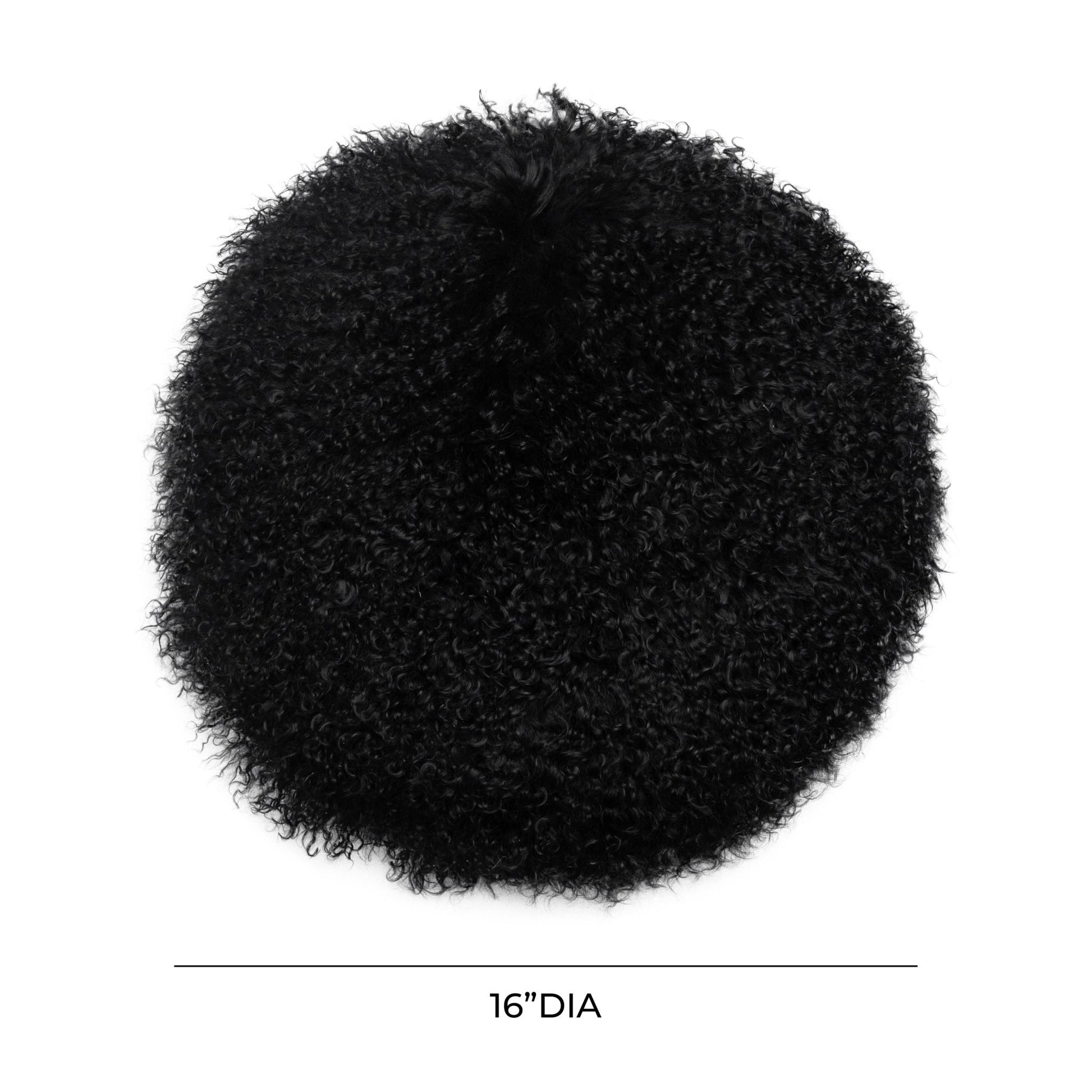New Zealand Black Sheepskin 16" Round Pillow Pillows| TOV