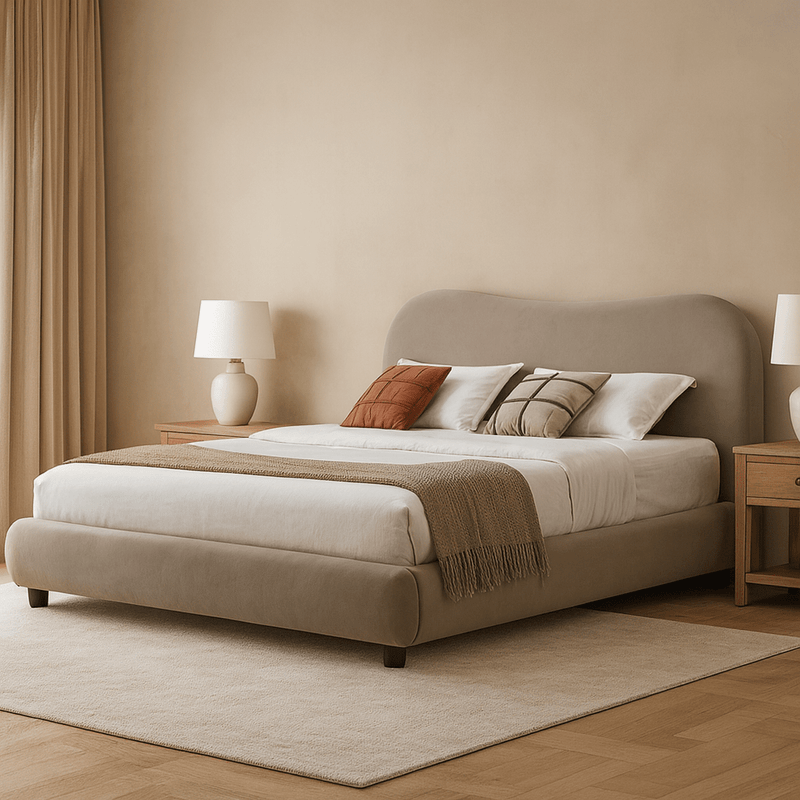 Newcastle Brown Upholstered Bed - Al Rugaib Furniture