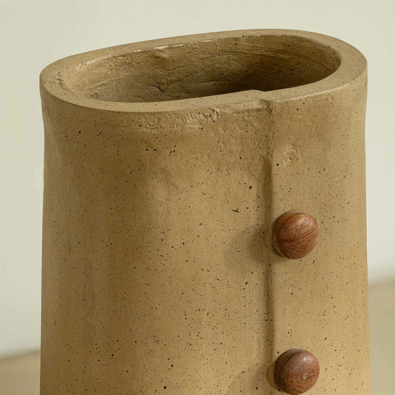 Niraan Ecomix Vase With Wooden Beads Short - Al Rugaib Furniture