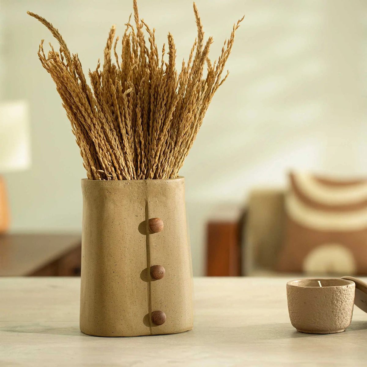 Niraan Ecomix Vase With Wooden Beads Short Vases and Jars| Roots Furniture