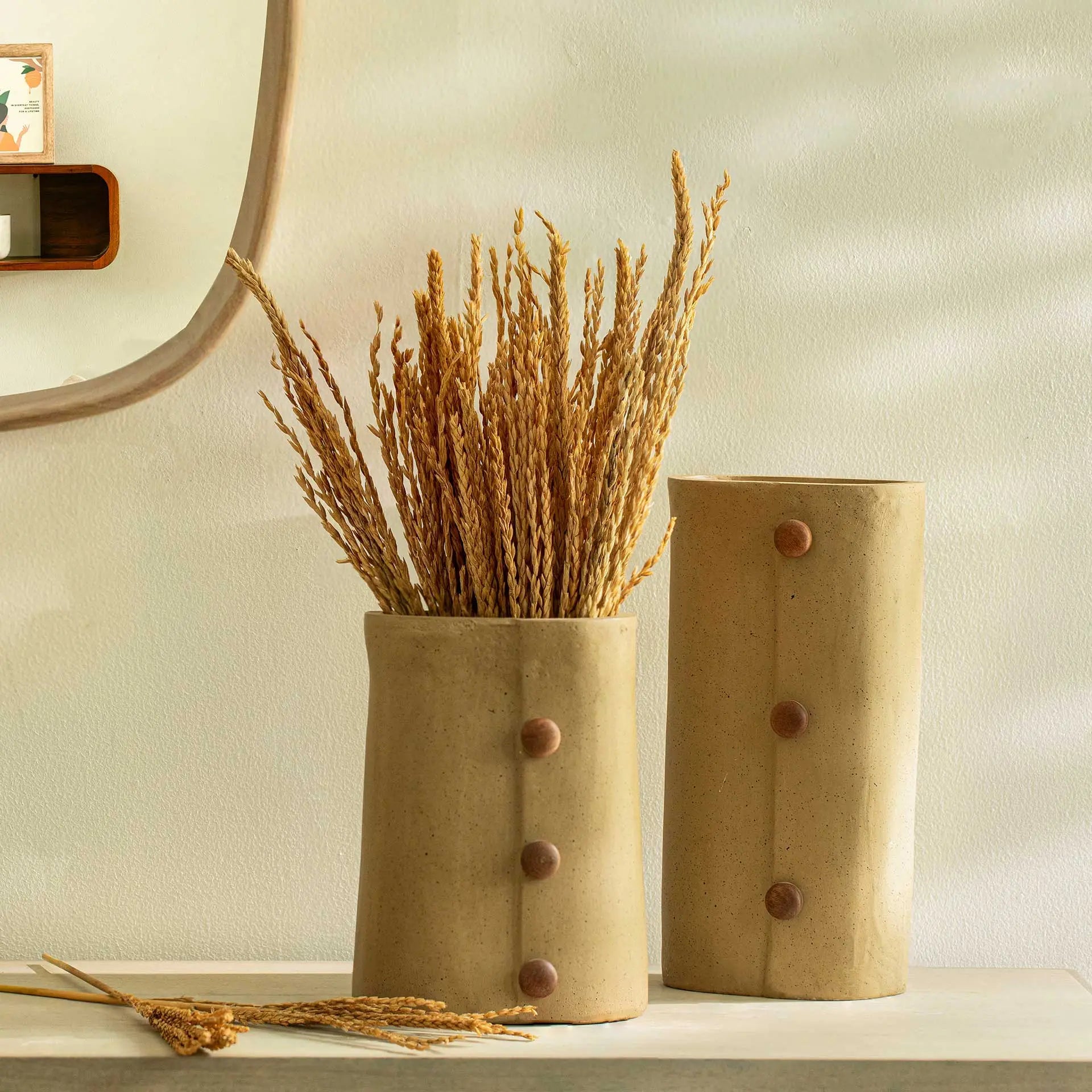 Niraan Ecomix Vase With Wooden Beads Short Vases and Jars| Roots Furniture