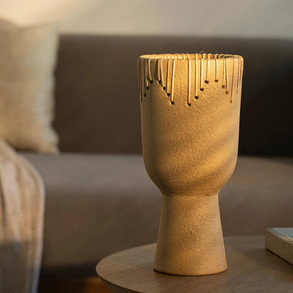 Niraan Terracotta Vase with Cane Vases and Jars| Roots Furniture
