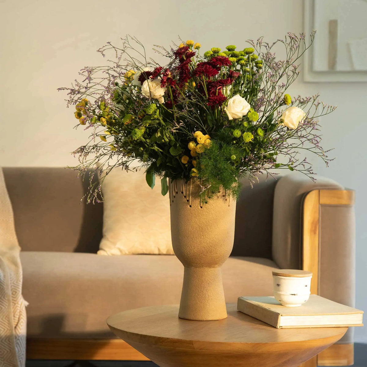 Niraan Terracotta Vase with Cane Vases and Jars| Roots Furniture