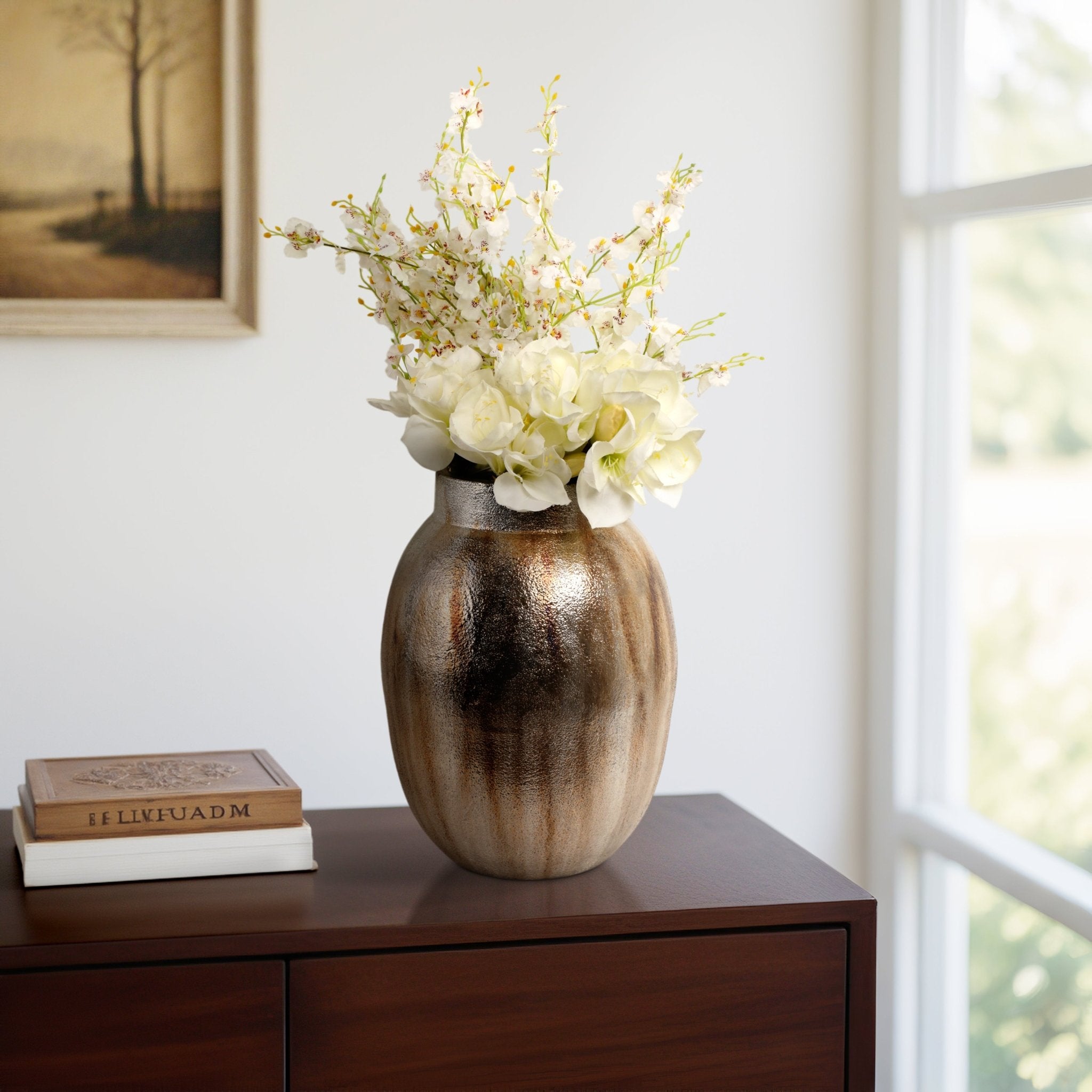 Noatak Antique Silver Vase Vases and Jars| Sagebrook Home