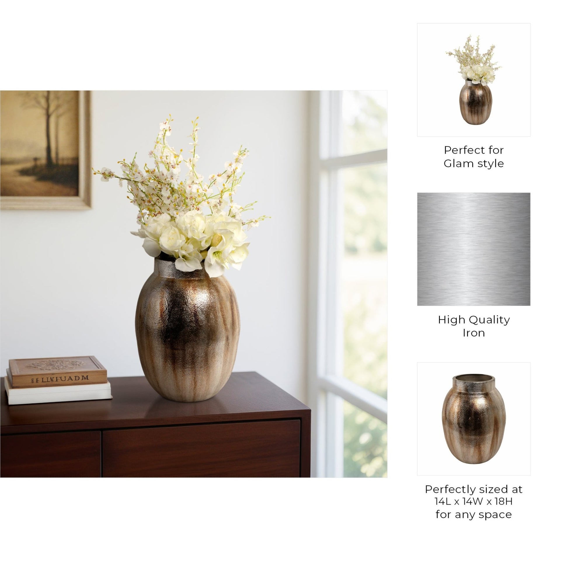 Noatak Antique Silver Vase Vases and Jars| Sagebrook Home