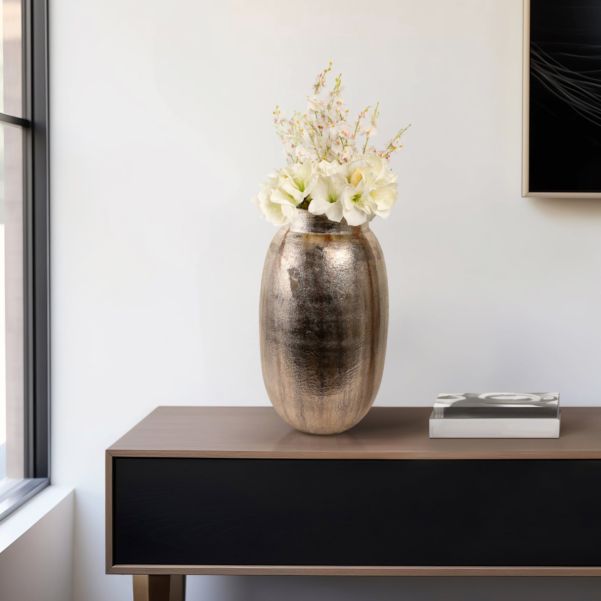 Noatak Antique Silver Vase Vases and Jars| Sagebrook Home