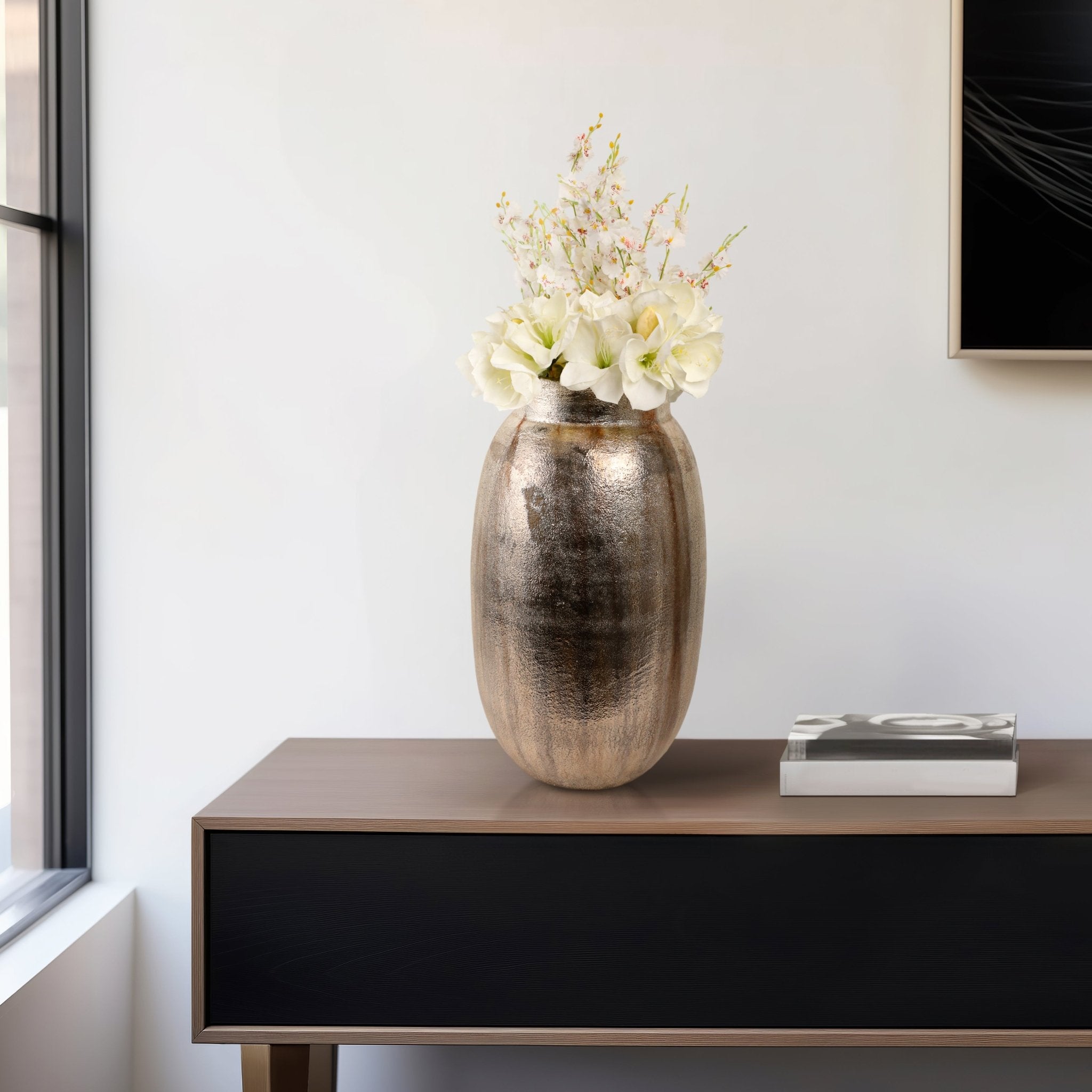 Noatak Antique Silver Vase Vases and Jars| Sagebrook Home