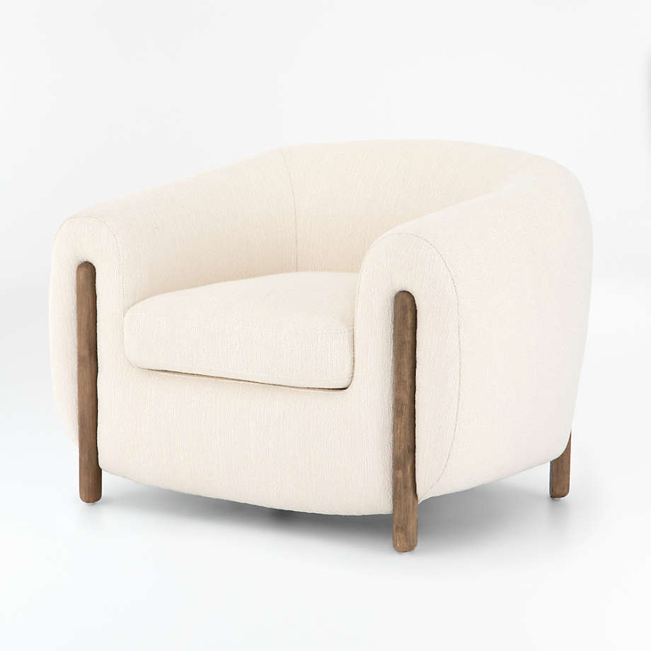 Royal | Modern Chair - Linen Fabric with Green Foam and Swedish Wood - Off White - 85x80x85cm