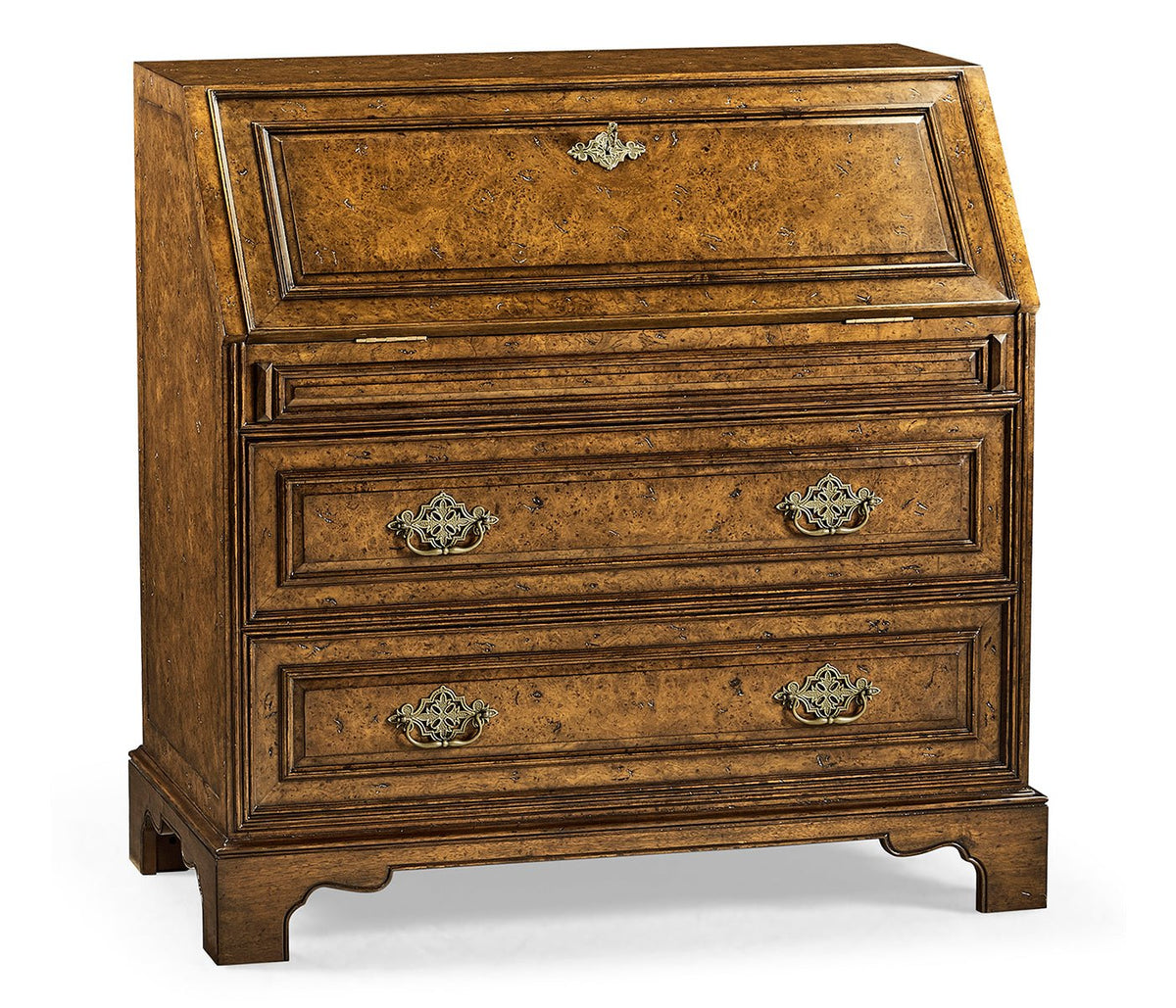 Nottinghamshire Collection - Queen Anne pollard veneer bureau cabinet (Base) Cabinets & Chests| Jonathan Charles