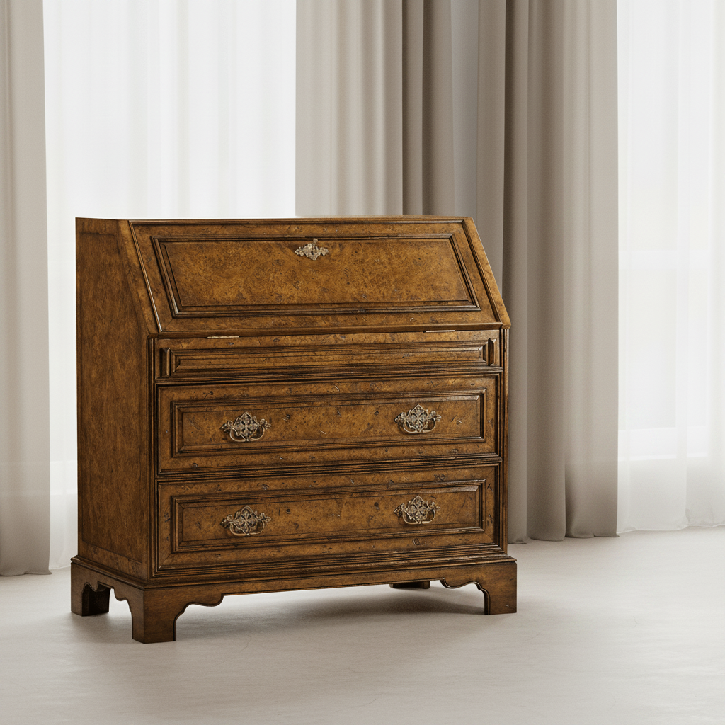 Nottinghamshire Collection - Queen Anne pollard veneer bureau cabinet (Base) Cabinets & Chests| Jonathan Charles