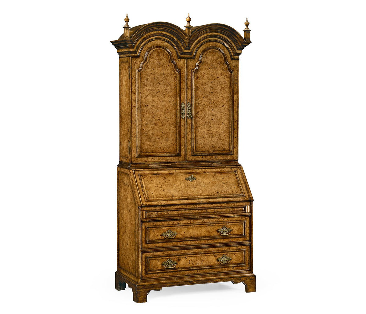 Nottinghamshire Collection - Queen Anne Pollard Veneer Bureau Cabinet (Wooden Doors) Cabinets & Chests| Jonathan Charles