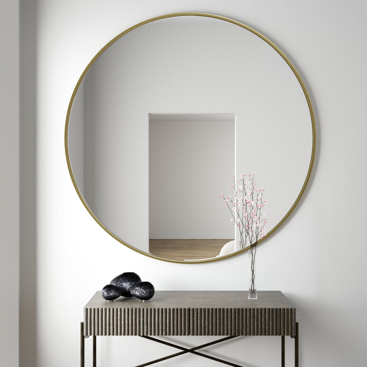 Novaria Mirror Matt Gold Mirrors| Roots Furniture