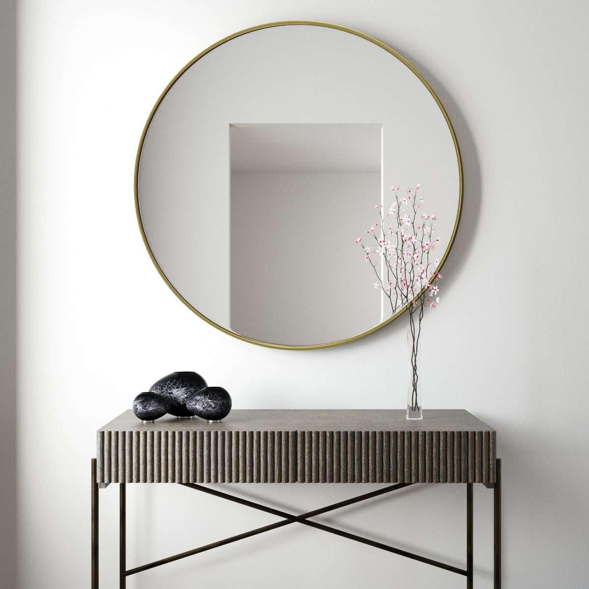 Novaria Mirror Matt Gold Mirrors| Roots Furniture