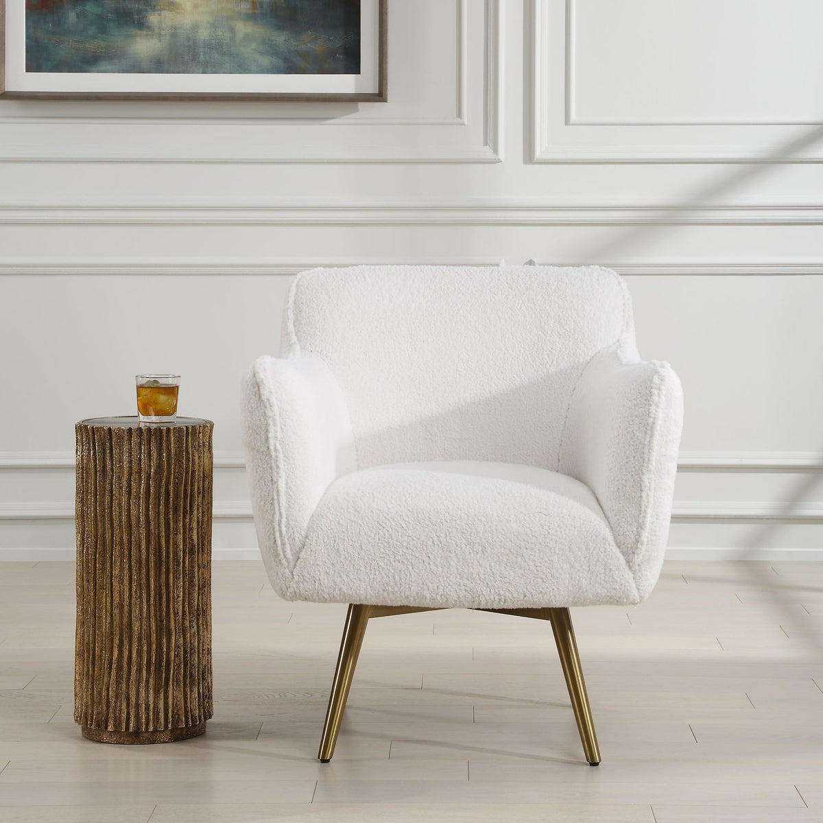 Oasis White Swivel Chair Chairs| Uttermost