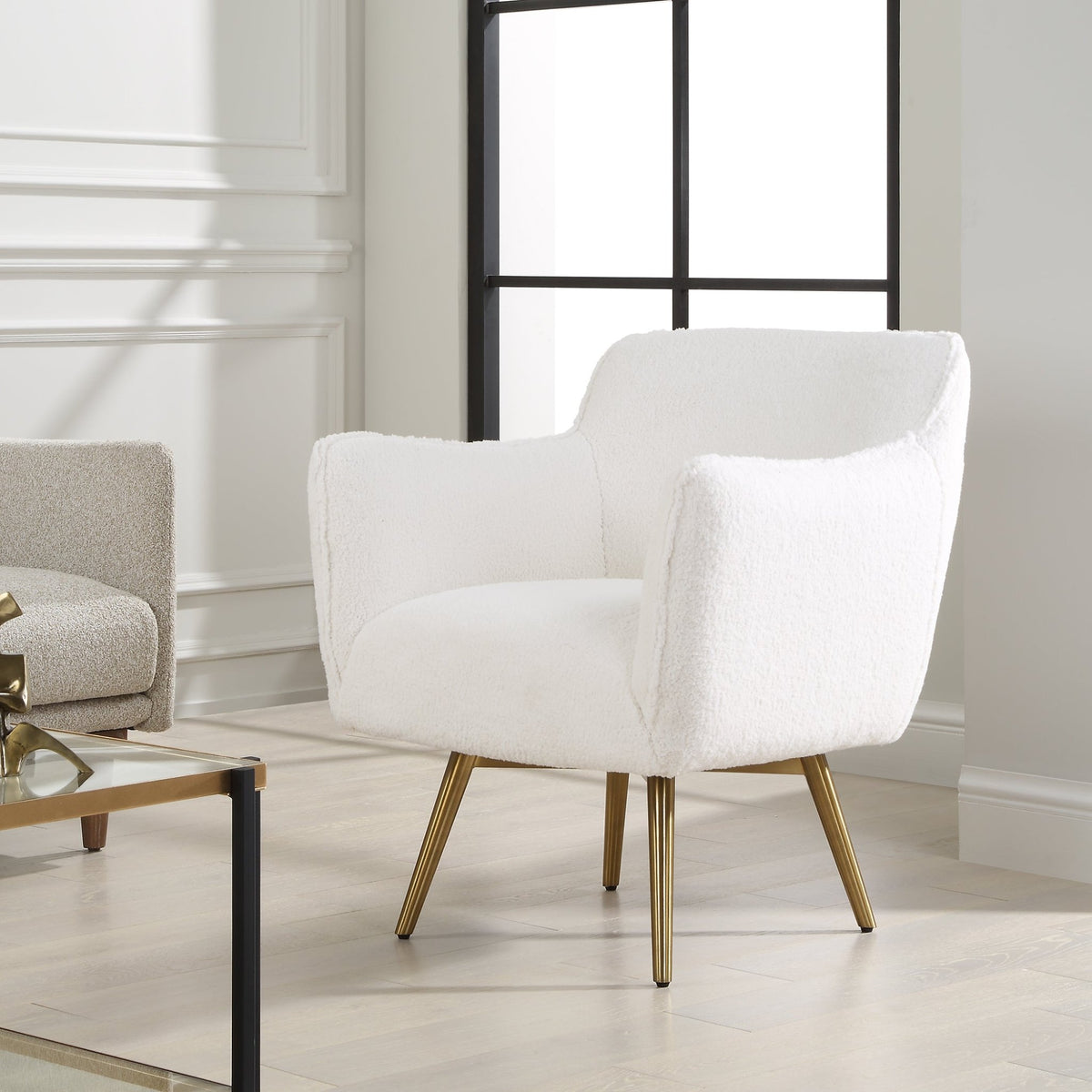 Oasis White Swivel Chair Chairs| Uttermost