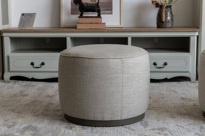 Oatmeal Linen Ottoman W55.5xH44cm - Al Rugaib Furniture