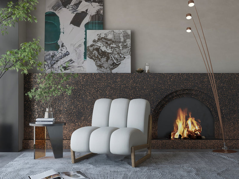 Off - White Boucle Chair size 78x78x75 cm - Al Rugaib Furniture