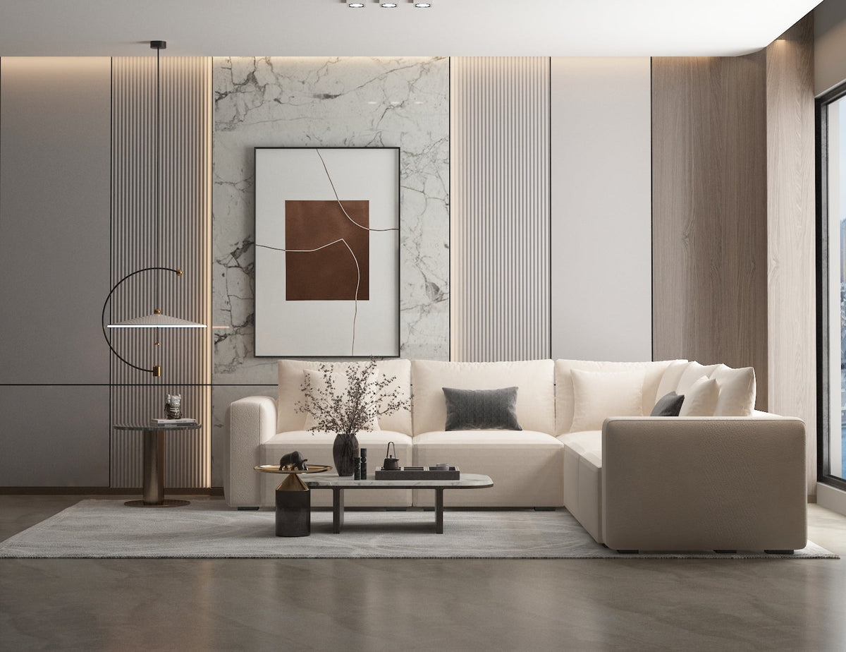 Off-white corner sofa Al-Safa model 300×300 Sectionals| Oak