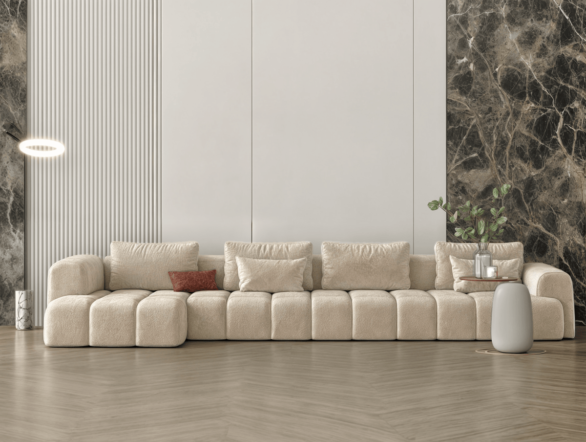 Off-white corner sofa model "Talaq" in size 320×170 Sectionals| Oak