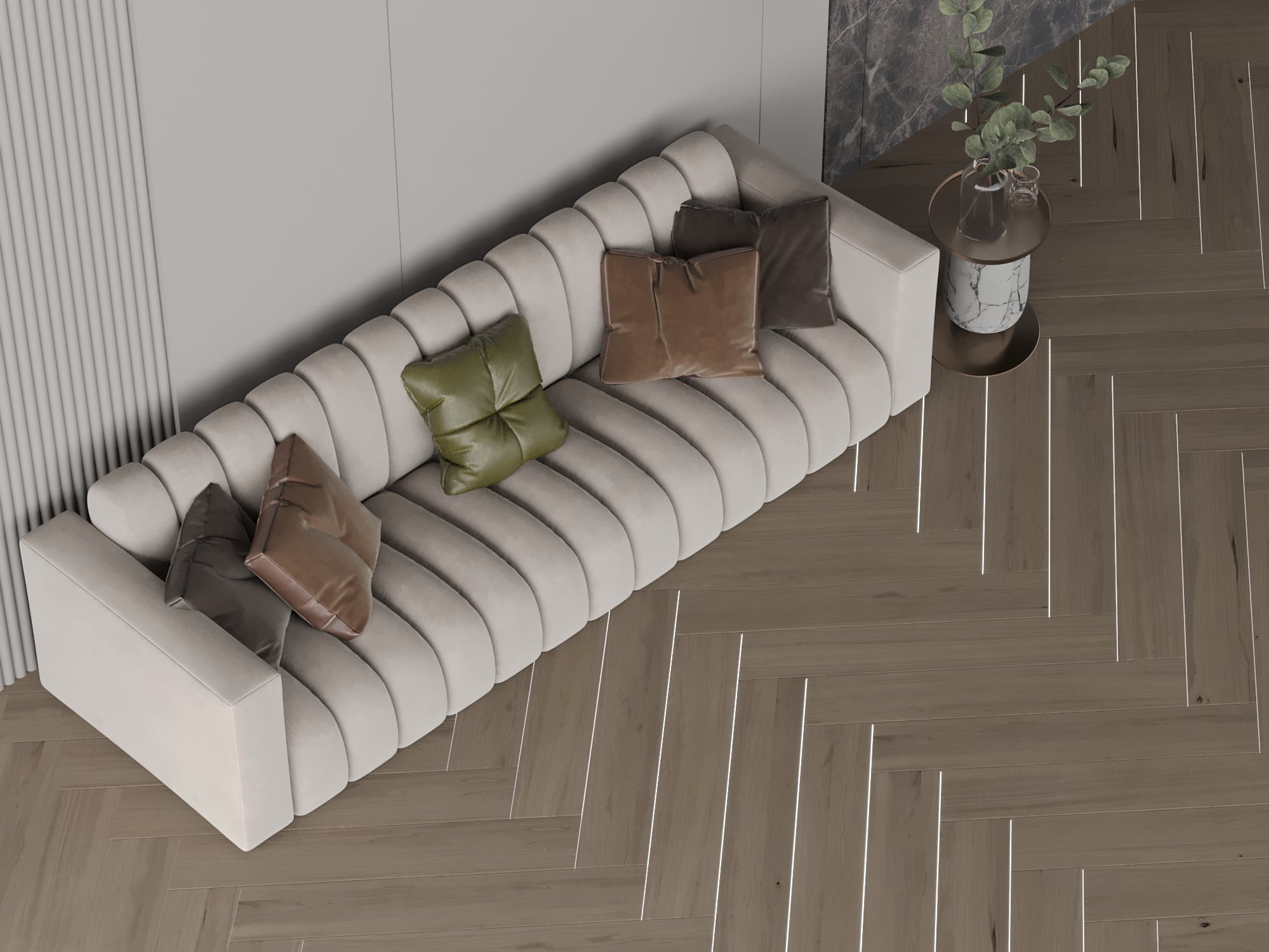 Off-White milky velvet sofa 450x85x43 cm Sofas & Loveseats| Oak