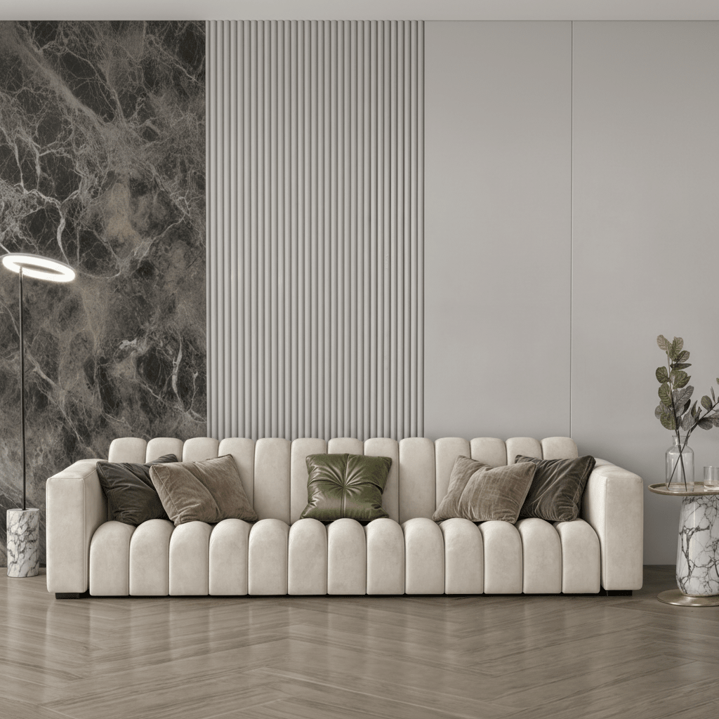 Off-White milky velvet sofa 450x85x43 cm Sofas & Loveseats| Oak
