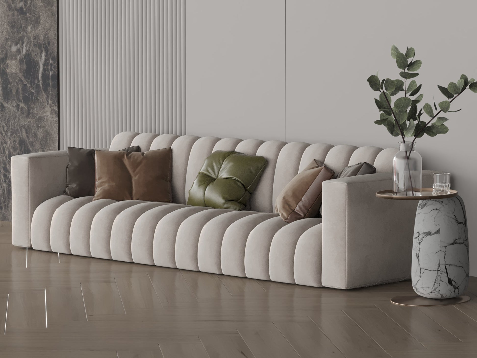 Off-White milky velvet sofa 450x85x43 cm Sofas & Loveseats| Oak