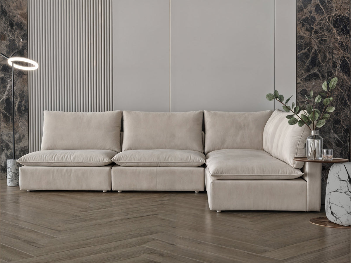 Off-white olive green corner sofa model "Ishraq" in size 245×165 Sectionals| Oak