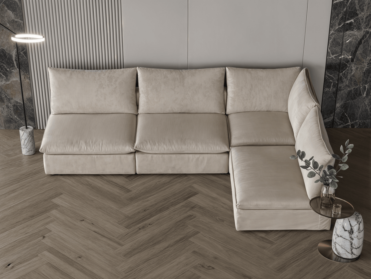 Off-white olive green corner sofa model "Ishraq" in size 245×165 Sectionals| Oak
