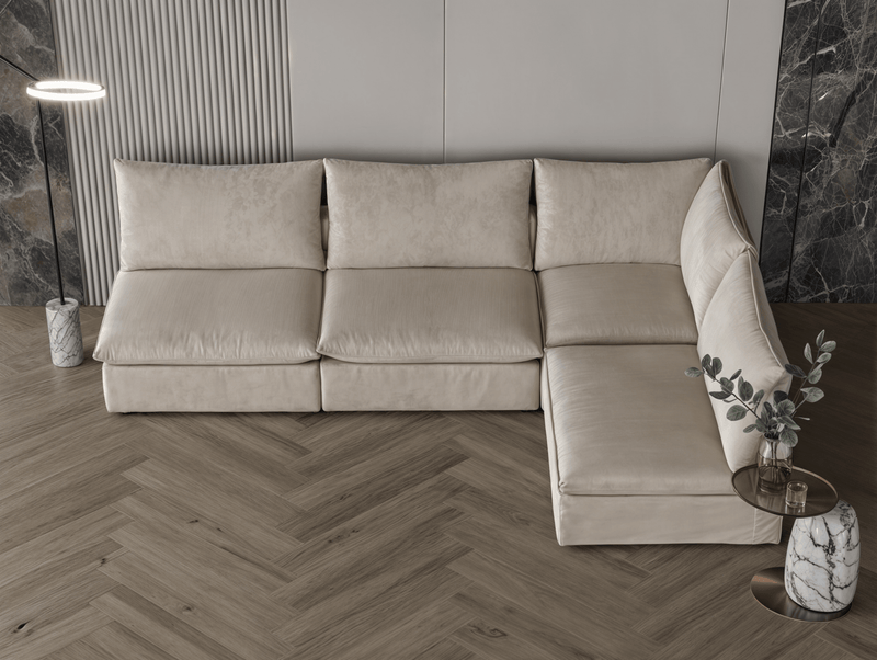 Off - white olive green corner sofa model "Ishraq" in size 245×165 - Al Rugaib Furniture