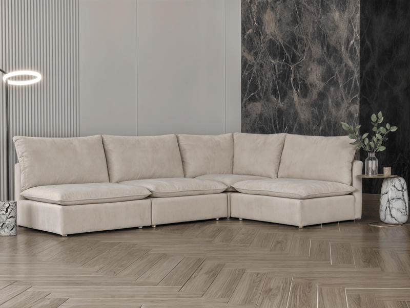 Off - white olive green corner sofa model "Ishraq" in size 245×165 - Al Rugaib Furniture