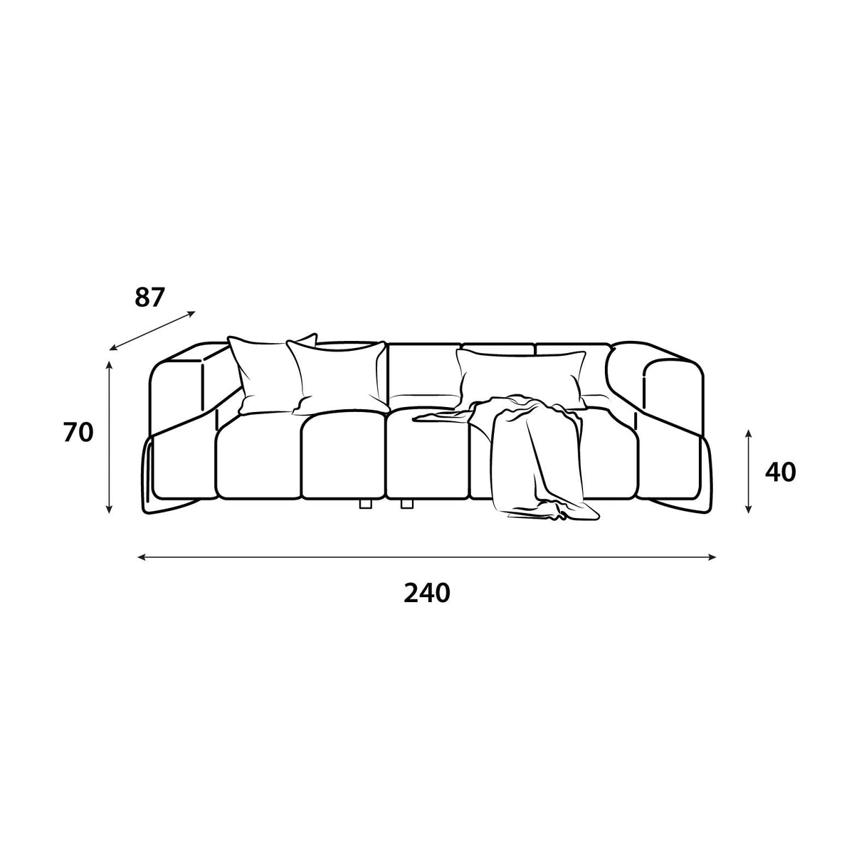 Off-White Sofa 240x87x40 cm Sofas & Loveseats| Oak