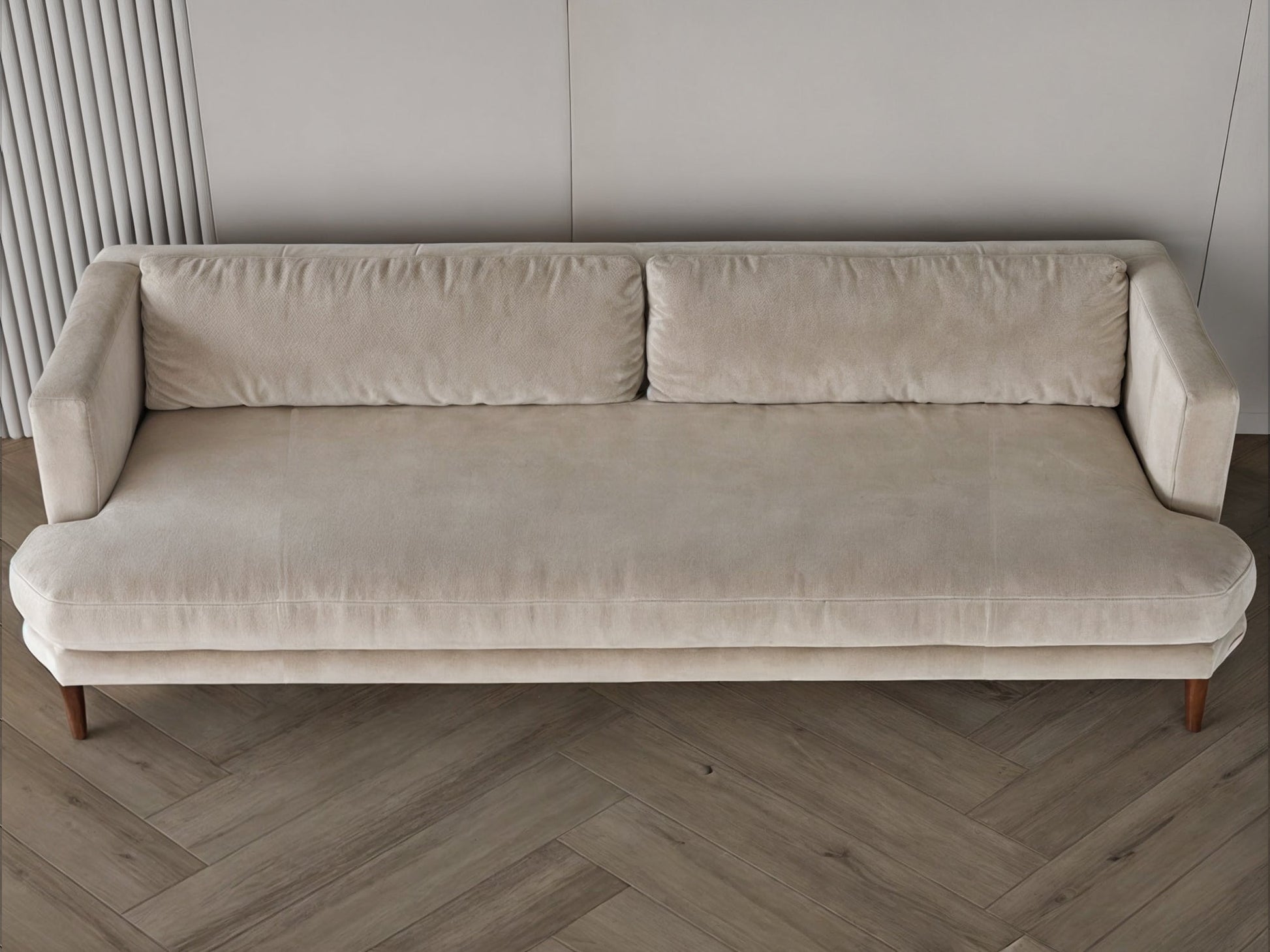 Off-white suede fabric sofa 250x75x40 cm Sofas & Loveseats| Oak