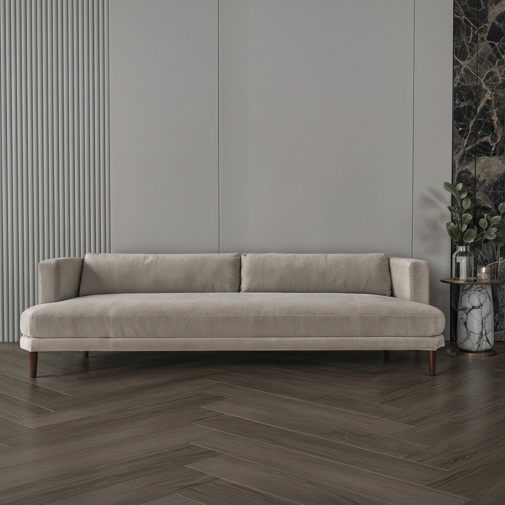 Off-white suede fabric sofa 250x75x40 cm Sofas & Loveseats| Oak