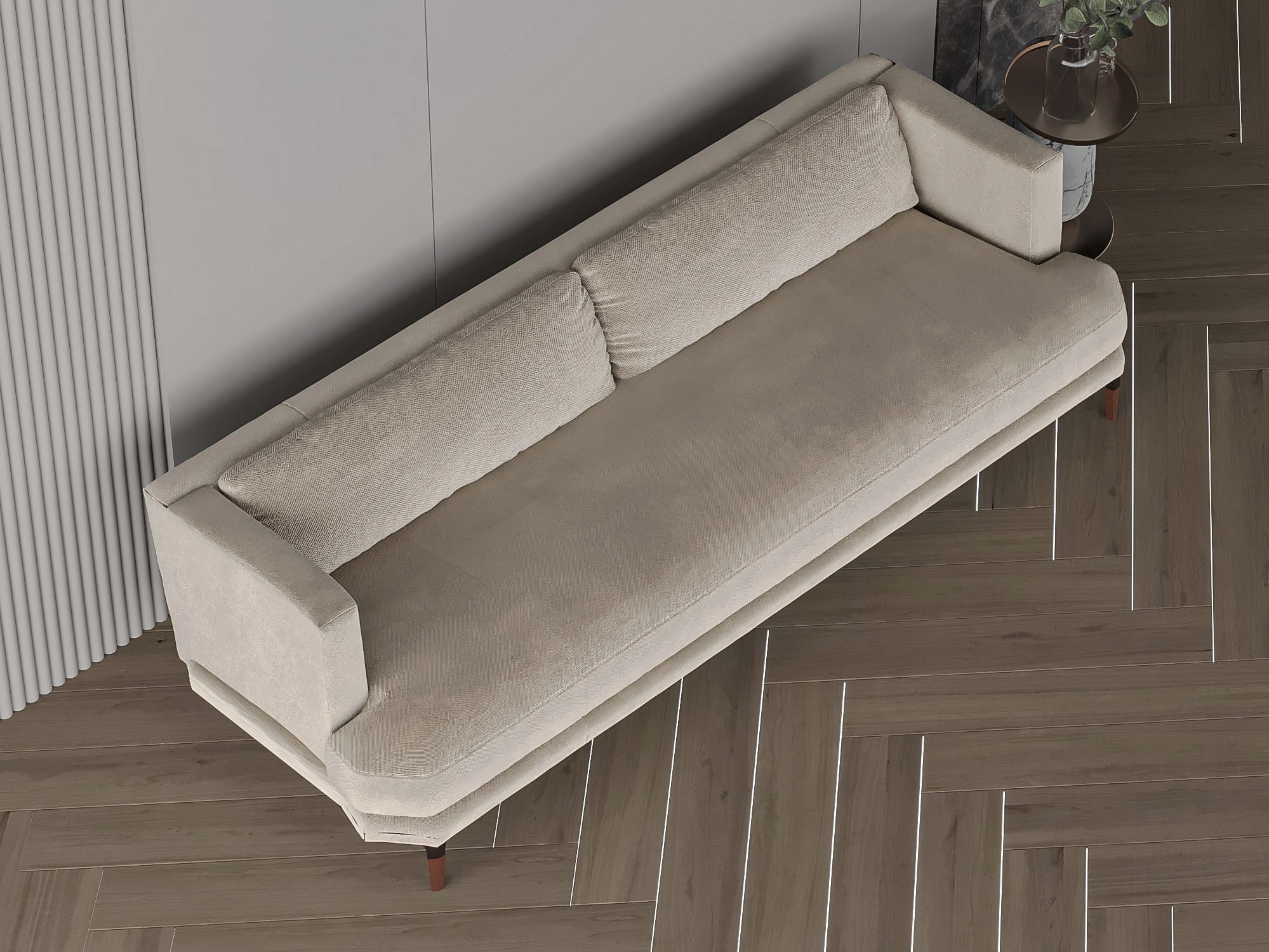Off-white suede fabric sofa 250x75x40 cm Sofas & Loveseats| Oak