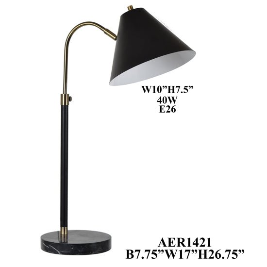 Office Lamp, with black marble base Office Lamps| Crestview