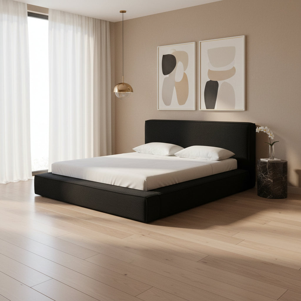 Olafur Black Linen King Bed Beds| TOV
