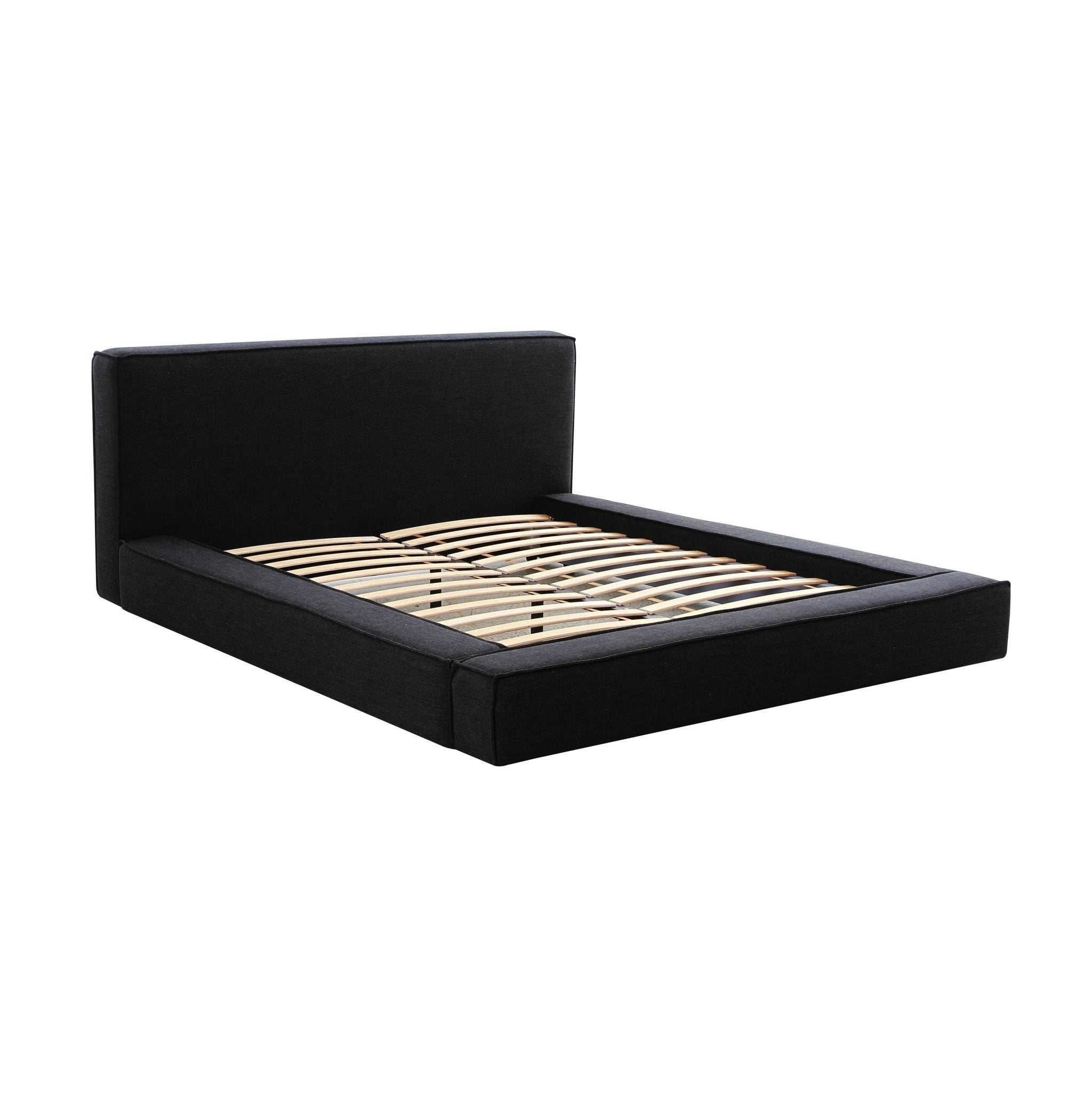 Olafur Black Linen Queen Bed Beds| TOV