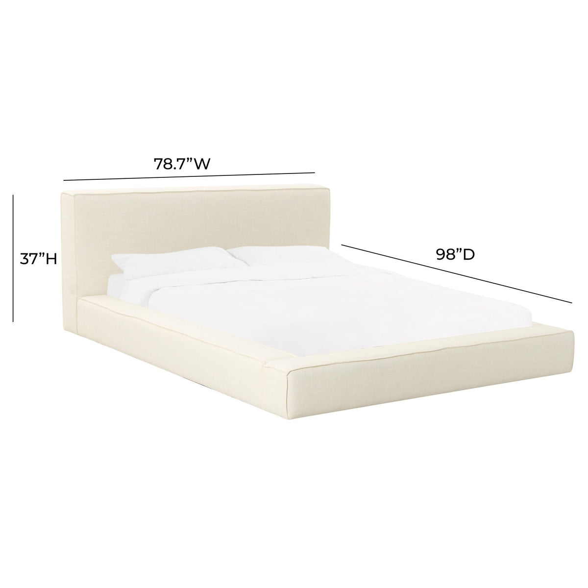 Olafur Cream Linen Queen Bed Beds| TOV