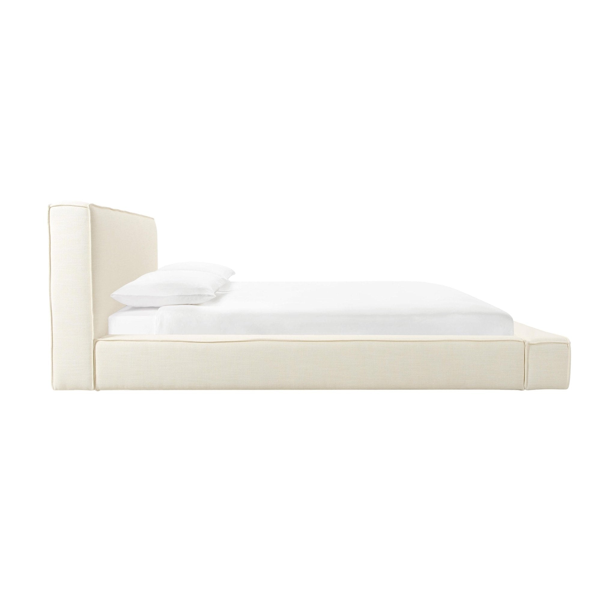 Olafur Cream Linen Queen Bed Beds| TOV