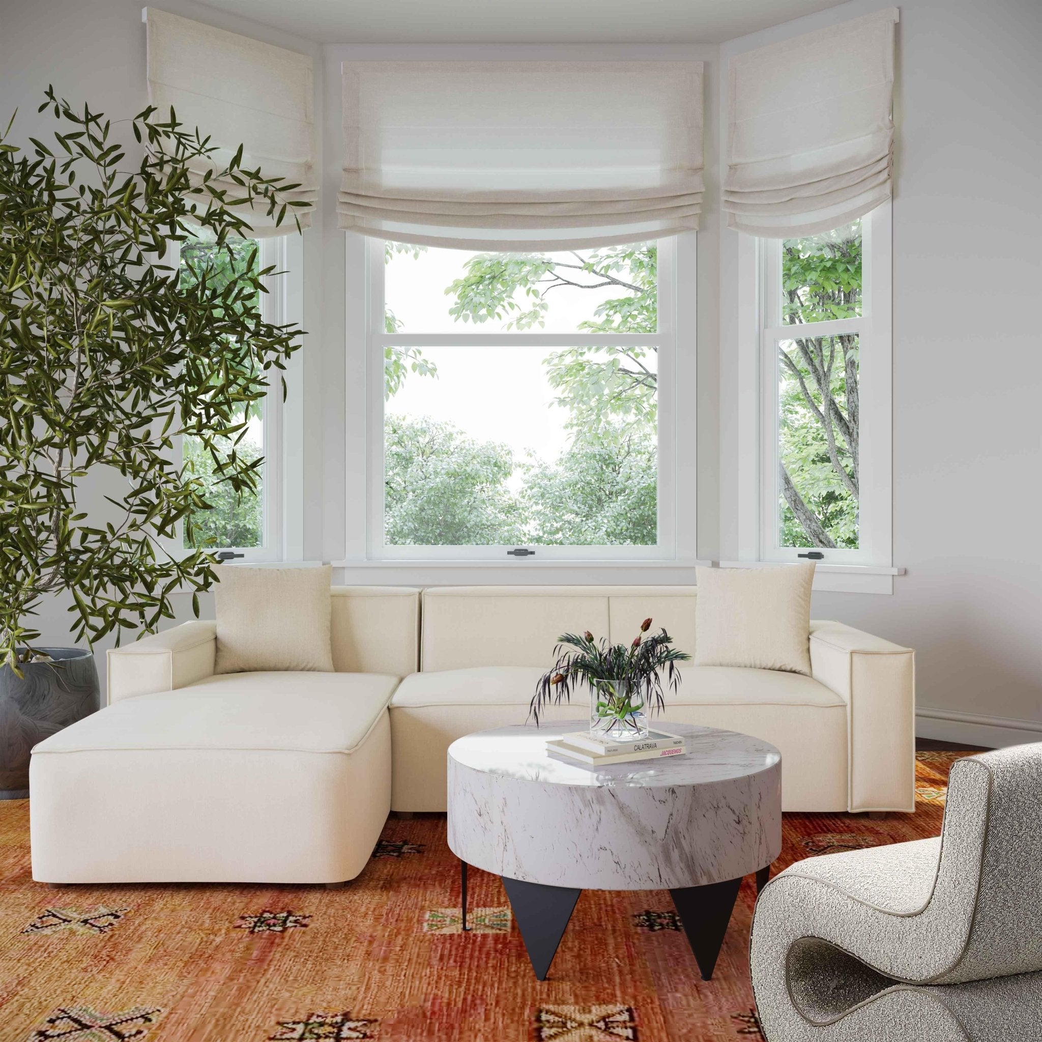 Olafur Cream Linen Sectional - LAF Sectionals| TOV