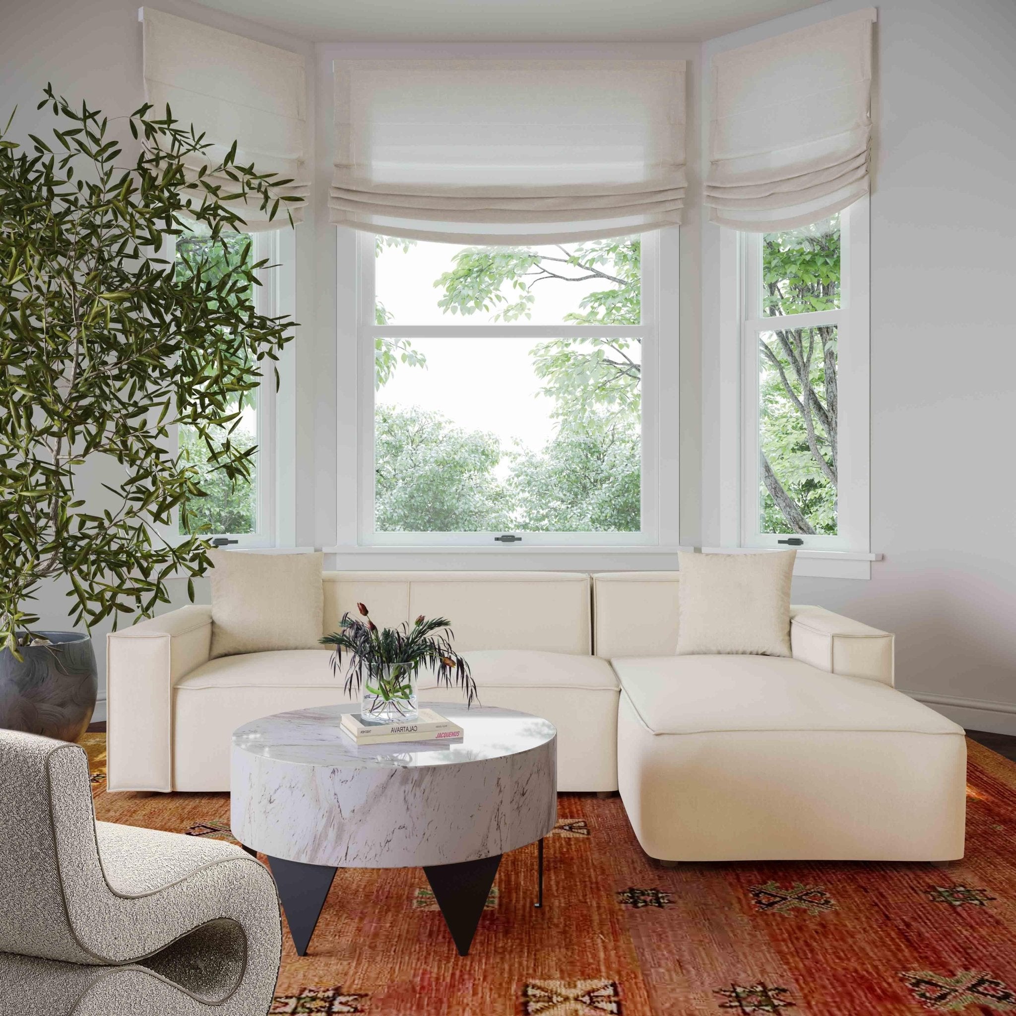 Olafur Cream Linen Sectional - RAF Sectionals| TOV