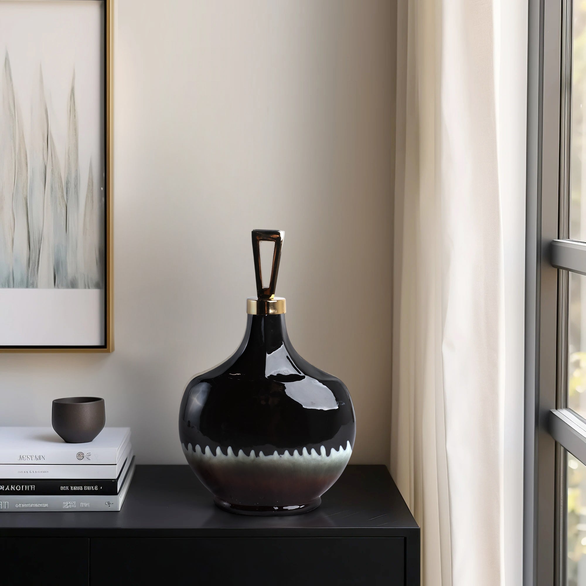 Oliver Tiger's Eye Stone And Metal Bottl Vases and Jars| Sagebrook Home