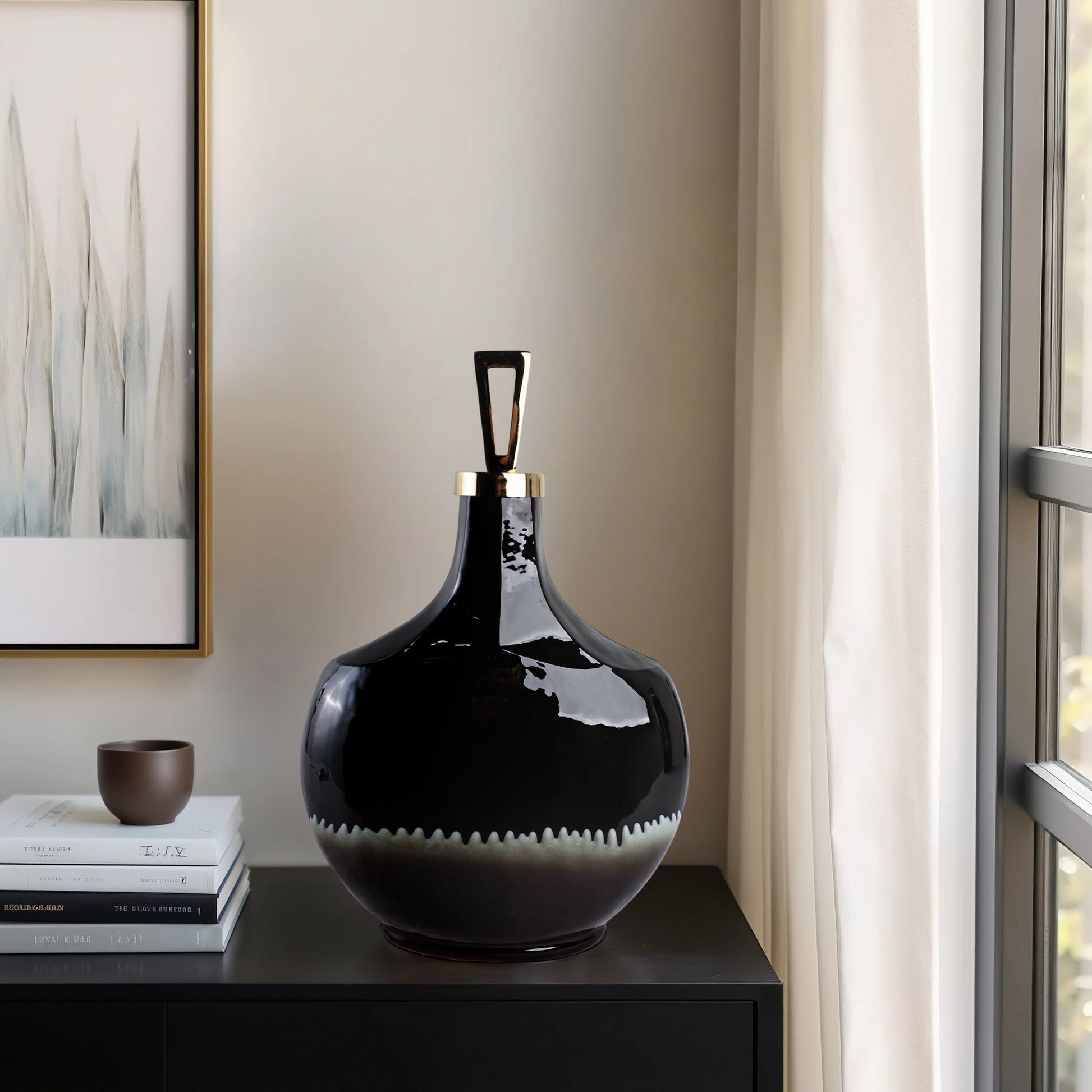 Oliver Tiger's Eye Stone And Metal Bottl Vases and Jars| Sagebrook Home