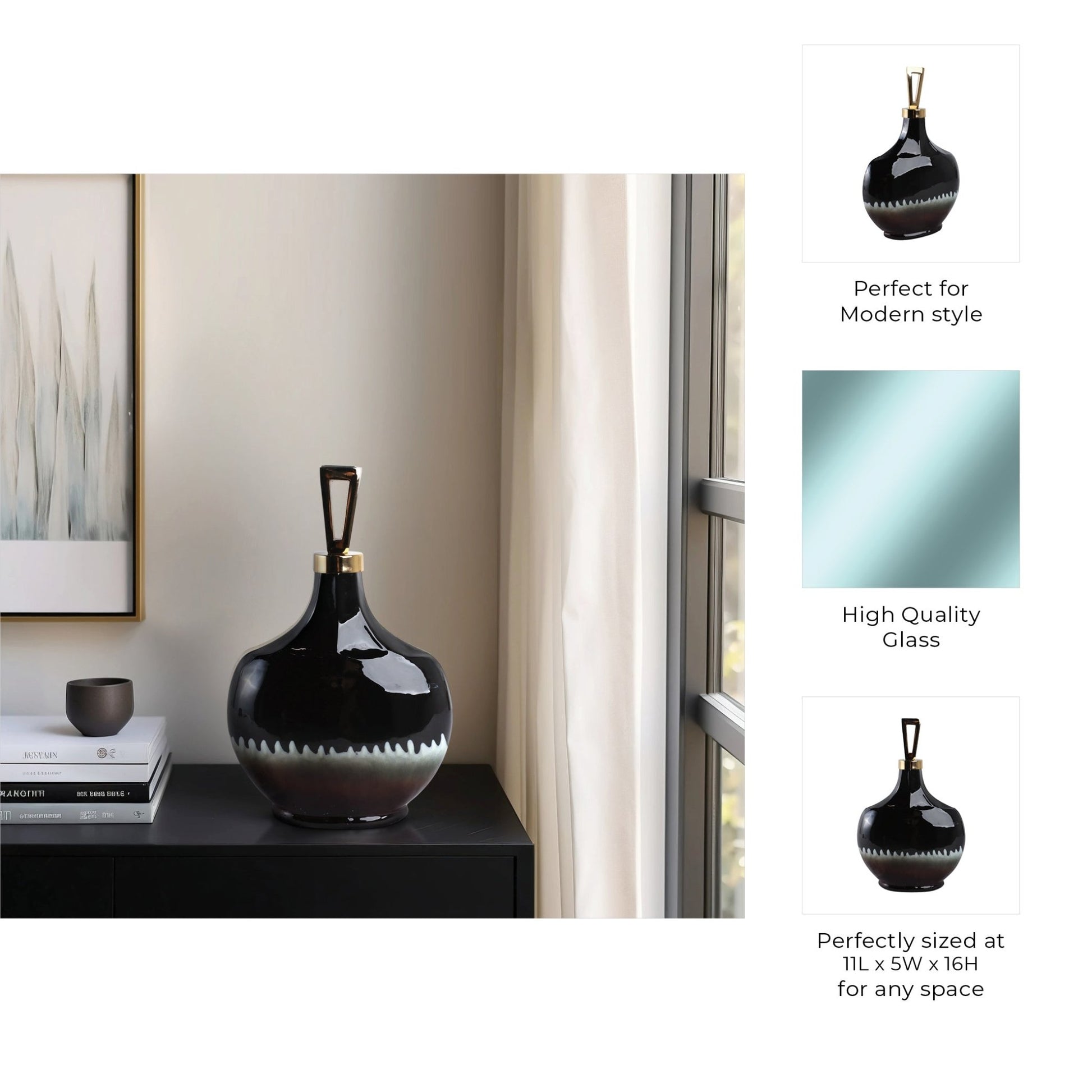 Oliver Tiger's Eye Stone And Metal Bottl Vases and Jars| Sagebrook Home