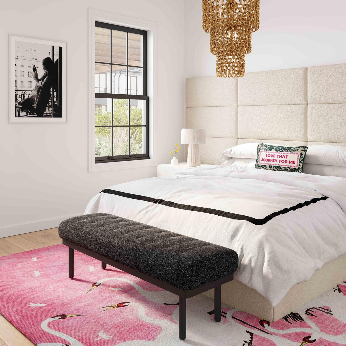 Olivia Black Boucle Bench Benches| TOV