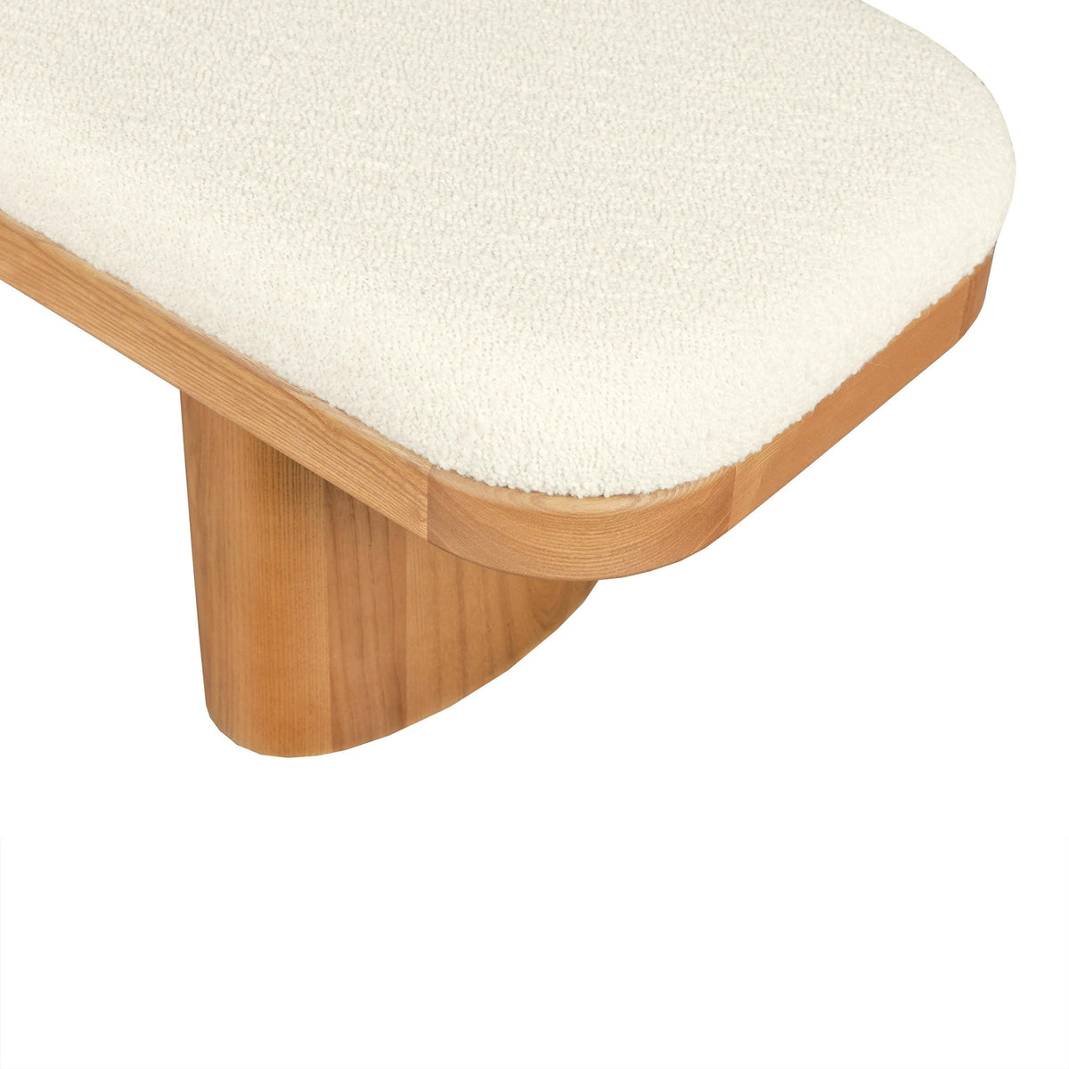 Ollie White Performance Boucle Wooden Bench Benches| TOV