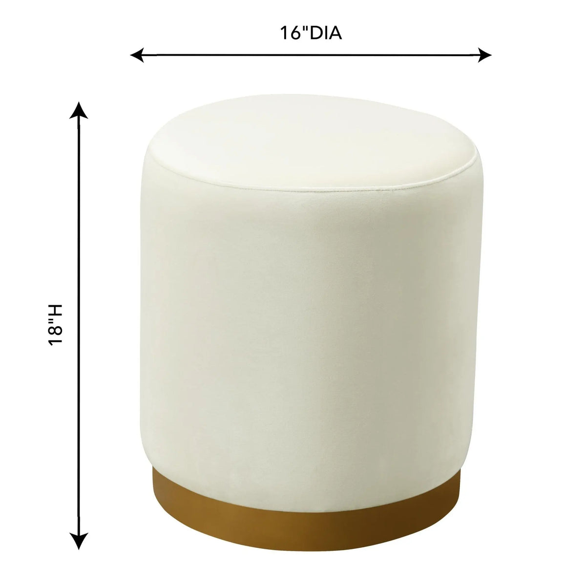 Opal Cream Velvet Ottoman with Gold Base Ottomans| TOV