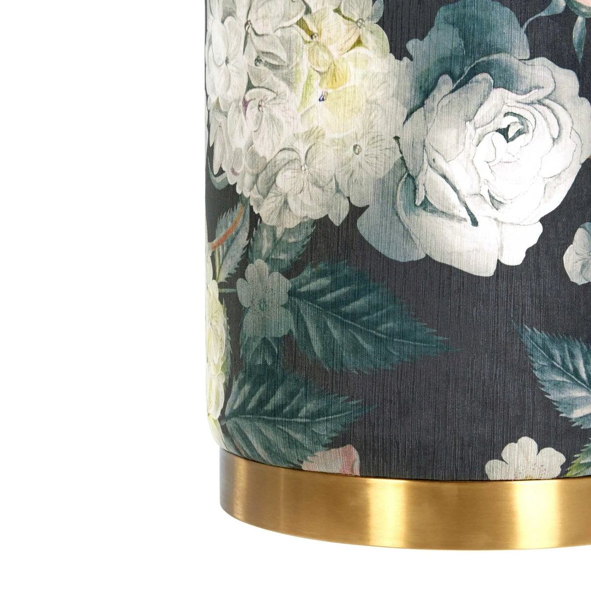 Opal Floral Velvet Ottoman with Gold Base Ottomans| TOV