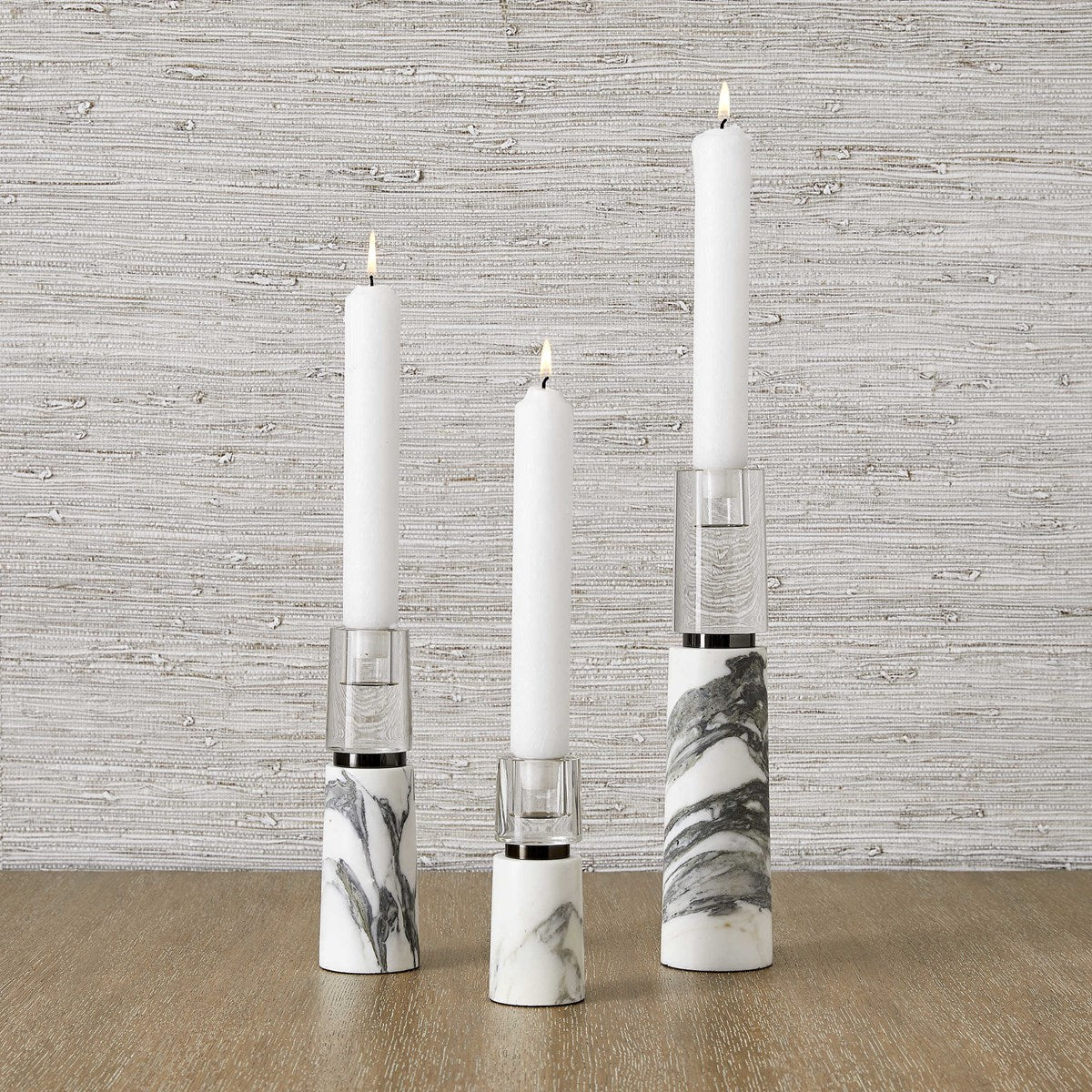 Optic Candleholders - Marble, S/3 Candle Holders| Uttermost