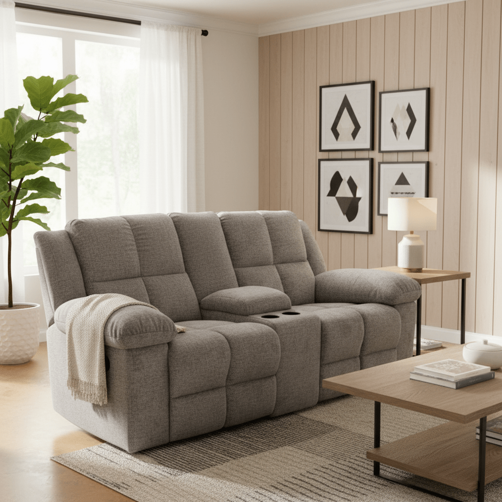 Orlen DBL Rec Loveseat w/Console Recliners| Ashley Homestore